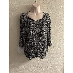 Xl Alyxa Rhinestone/bead embellished Black-And-White Top #1620*8